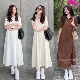 Váy sơ mi cổ đức đũi gân kèm váy hai dây 4 màu set đầm sơ mi dáng dài siêu xinh