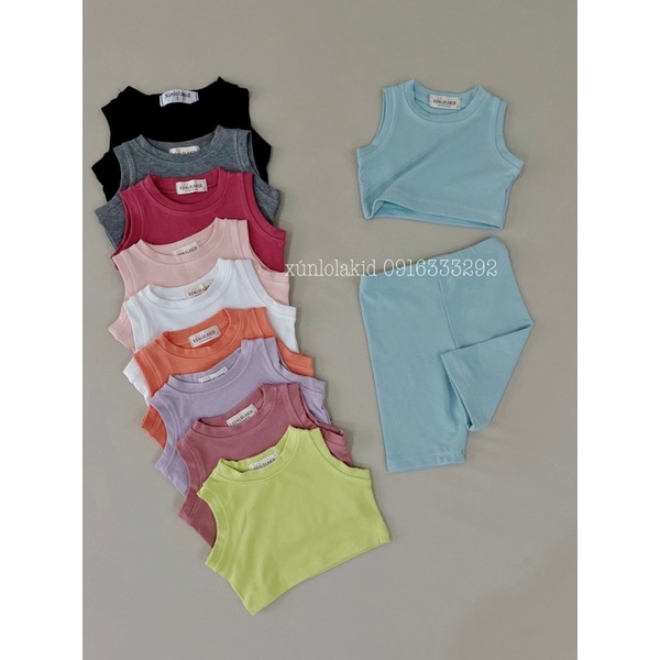 Set bộ quần áo cho bé áo thun cotton 100% áo croptop - quần legging đùi nhiều màu Xún lolakid