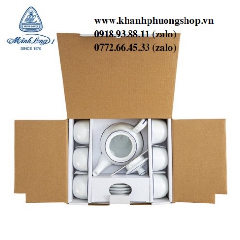 bộ ấm trà gốm sứ Minh Long chỉ xanh - bộ ấm trà gốm sứ Minh Long viền chỉ xanh bán buôn bán sỉ