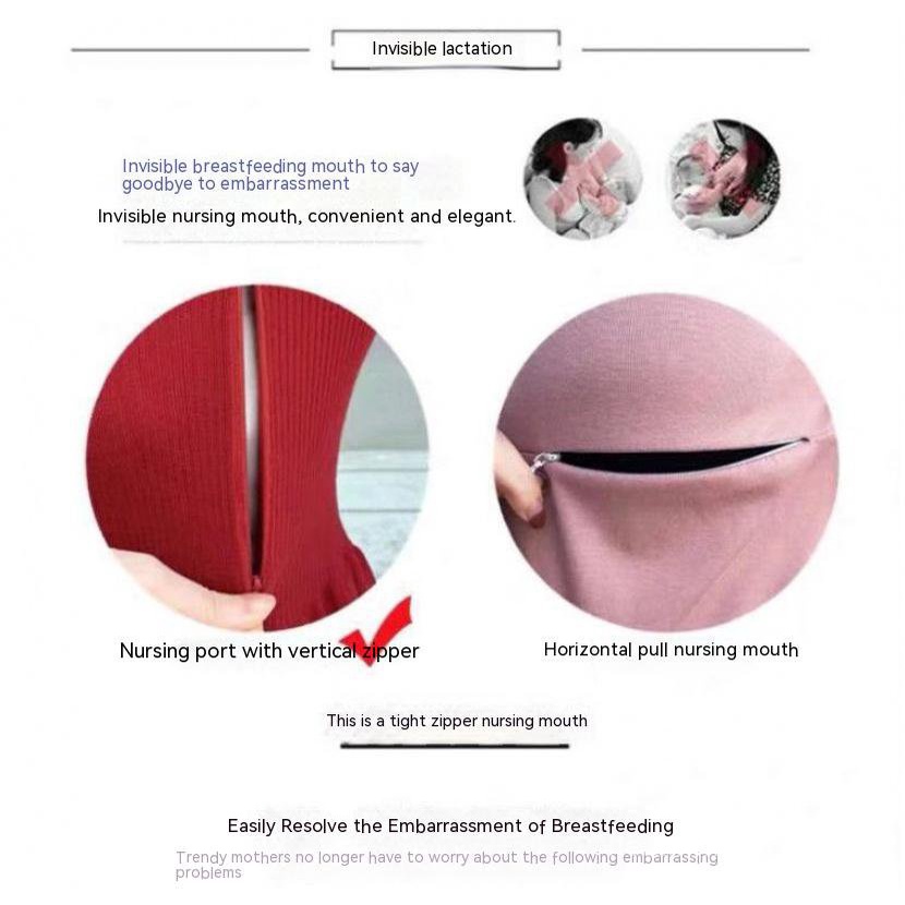 Trang Phục Cho Con Bú Váy Liền Đi Ra Ngoài  Tay Ngắn  Dài Bà Bầu Rộng Rãi Phối Màu Chít EoTÁo Sơ Mi  Áo Cho Con Bú