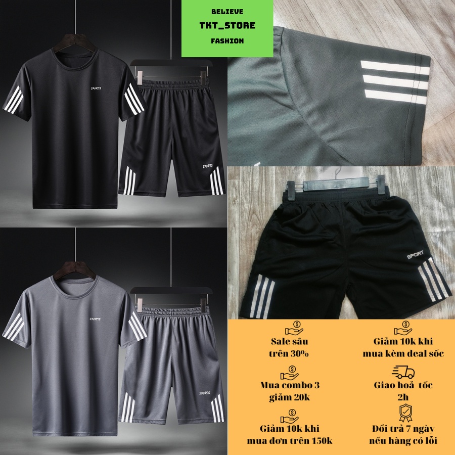 Bộ quần áo nam, quần áo thể thao nam SPORT PT001 chất vải polyester thấm mồ hôi tốt