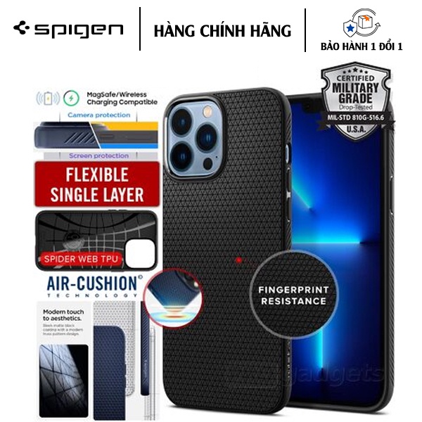 Ốp lưng iPhone 13/ 13 Pro/ 13 Pro Max SPIGEN LIQUID AIR các góc bo cong không bị trầy xước