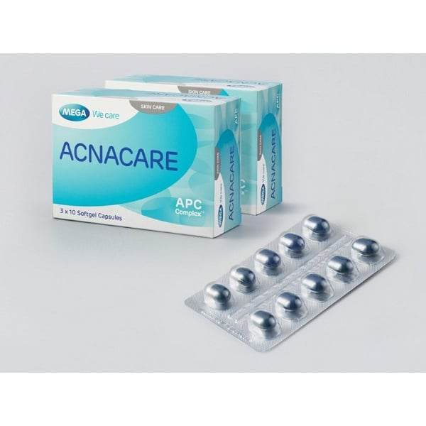 Viên Uống Ngăn Ngừa Mụn, Hỗ Trợ Trị Mụn Và Viêm Tuyến Bã Nhờn Acnacare Mega We Care 30 Viên