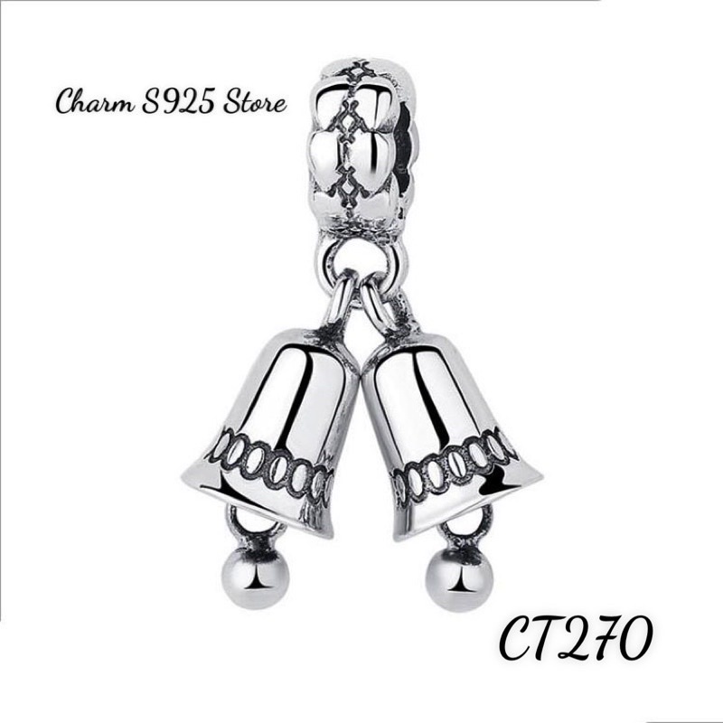 CHARM PAN ALE TREO CẶP QUẢ CHUÔNG NOEL BẠC S925 HÀNG CAO CẤP
