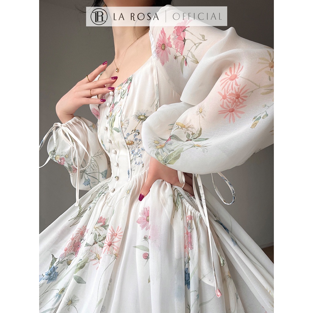 Váy Hoa Maxi Dáng Dài Tiểu Thư LAROSA Thiết Kế Cổ Vuông Sang Chảnh Tôn Dáng, Phù Hợp Đi Biển, Đi Chơi V1075