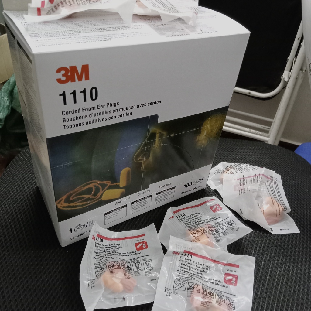 3M 1110 có dây - 1 đôi nút nhét tai giảm tiếng ồn bảo vệ thính giác chống tiếng ồn trong lao động và giấc ngủ