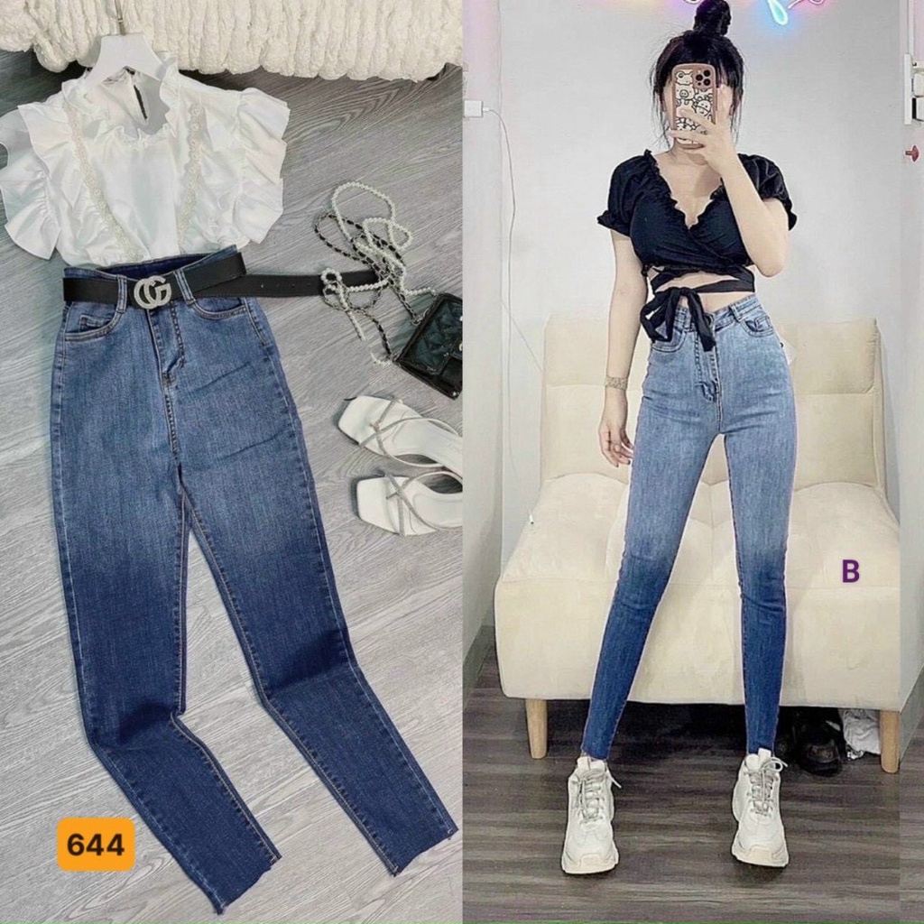Quần jean nữ lưng cao skinny ôm dáng, quần bò nữ co giãn mẫu mới thời trang cao cấp A-T Fashion - MQ644