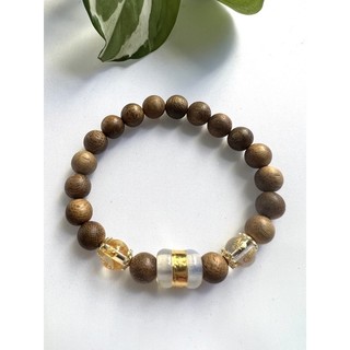 Vòng trầm tốc đơn 8ly mix Lu thống trắng và đá Tây tạng