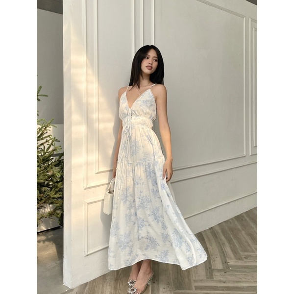 LEMONCHIC - ĐẦM MAXI HAI DÂY VIỀN REN - D240