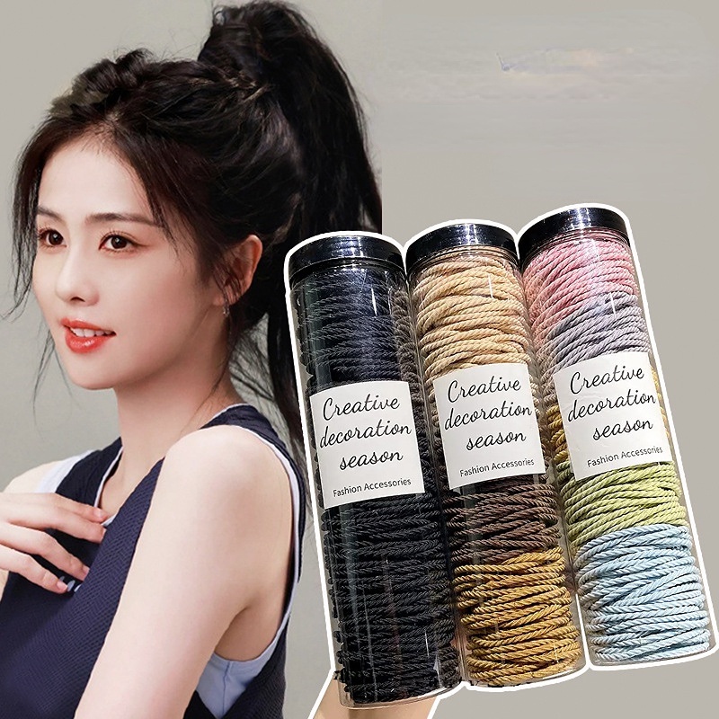 Dây Buộc Tóc Cao Su Set 100 Co Giãn Nhiều Màu Sắc Phong Cách Hàn Quốc (SP41232776-SP002442)