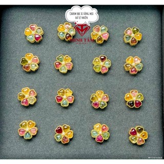  Charm cỏ 4 lá bạc xi vàng gắn đá thiên nhiên Minh Tâm Jewelry 