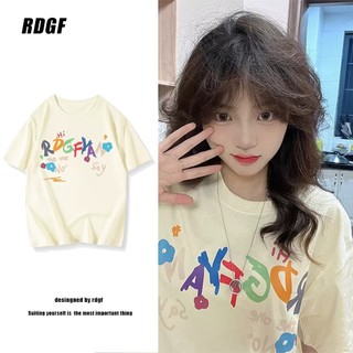  Áo thun RDGF cotton tay ngắn cổ tròn phong cách Hàn Quốc thời trang xuân hè 2023 dành cho nữ oversize 
