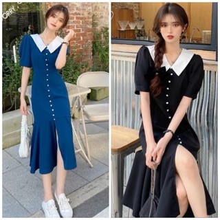 Đầm váy freesize đuôi cá nút ngọc 2 màu