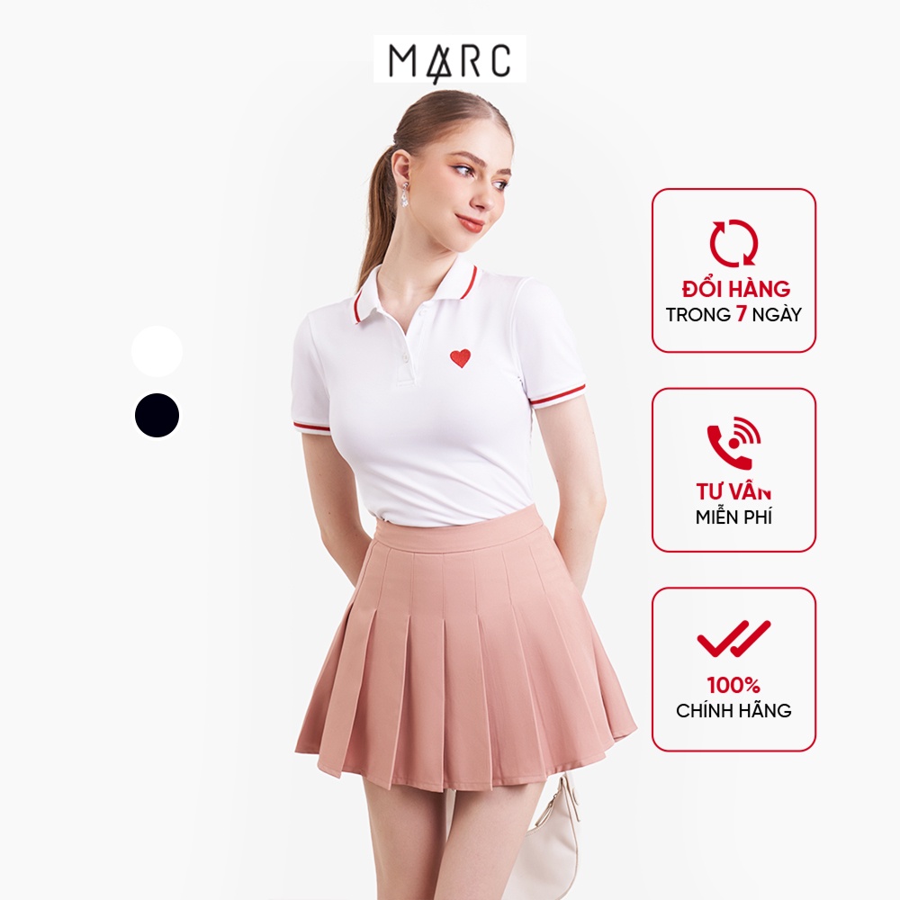 Áo polo nữ MARC FASHION form nhỏ thêu trái tim phối viền vải mềm mịn mát CBNT021623