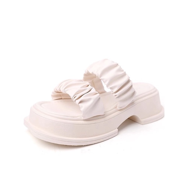 Dép nữ quai nhăn ulzzang đế cao 5cm mũi vuông