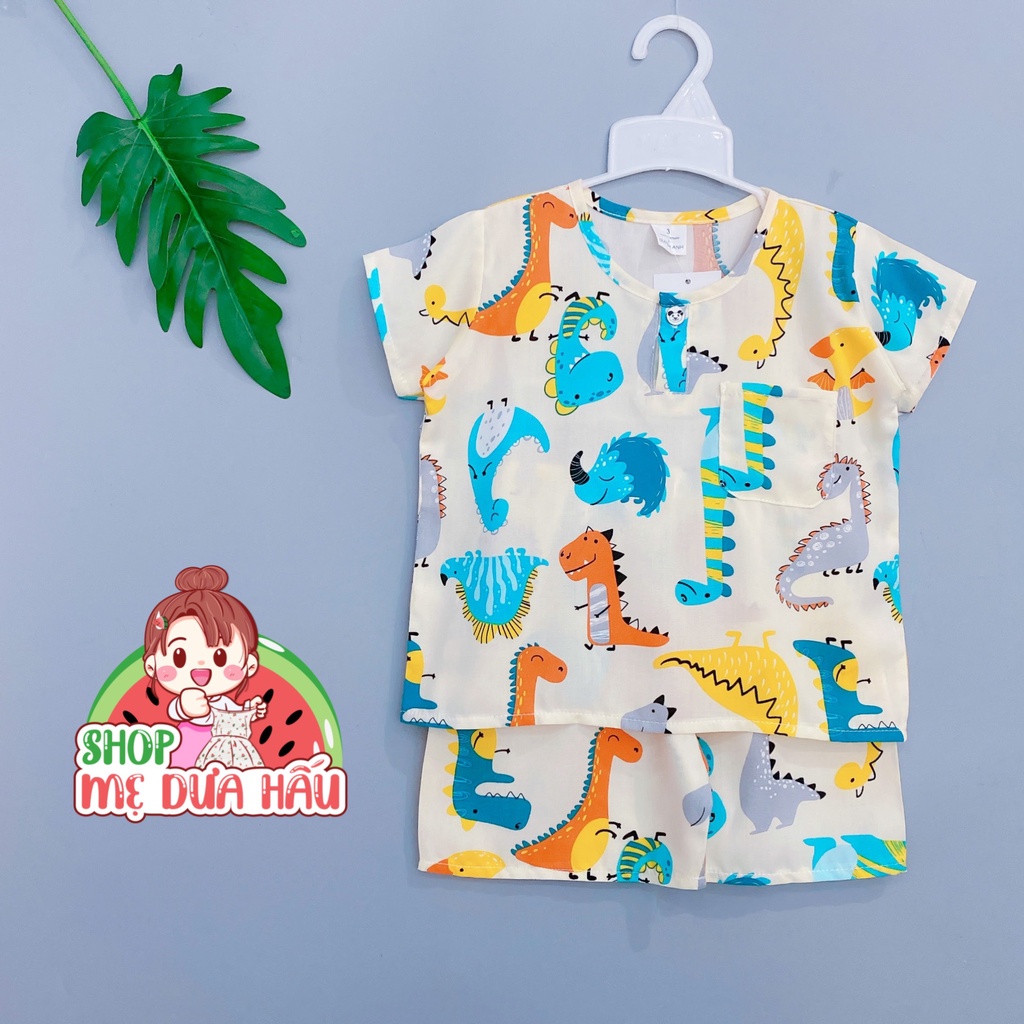 Đồ tole bé trai, bộ bé trai tay ngắn quần đùi vải lanh lụa siêu mát 8-32kg shop mẹ dưa hấu