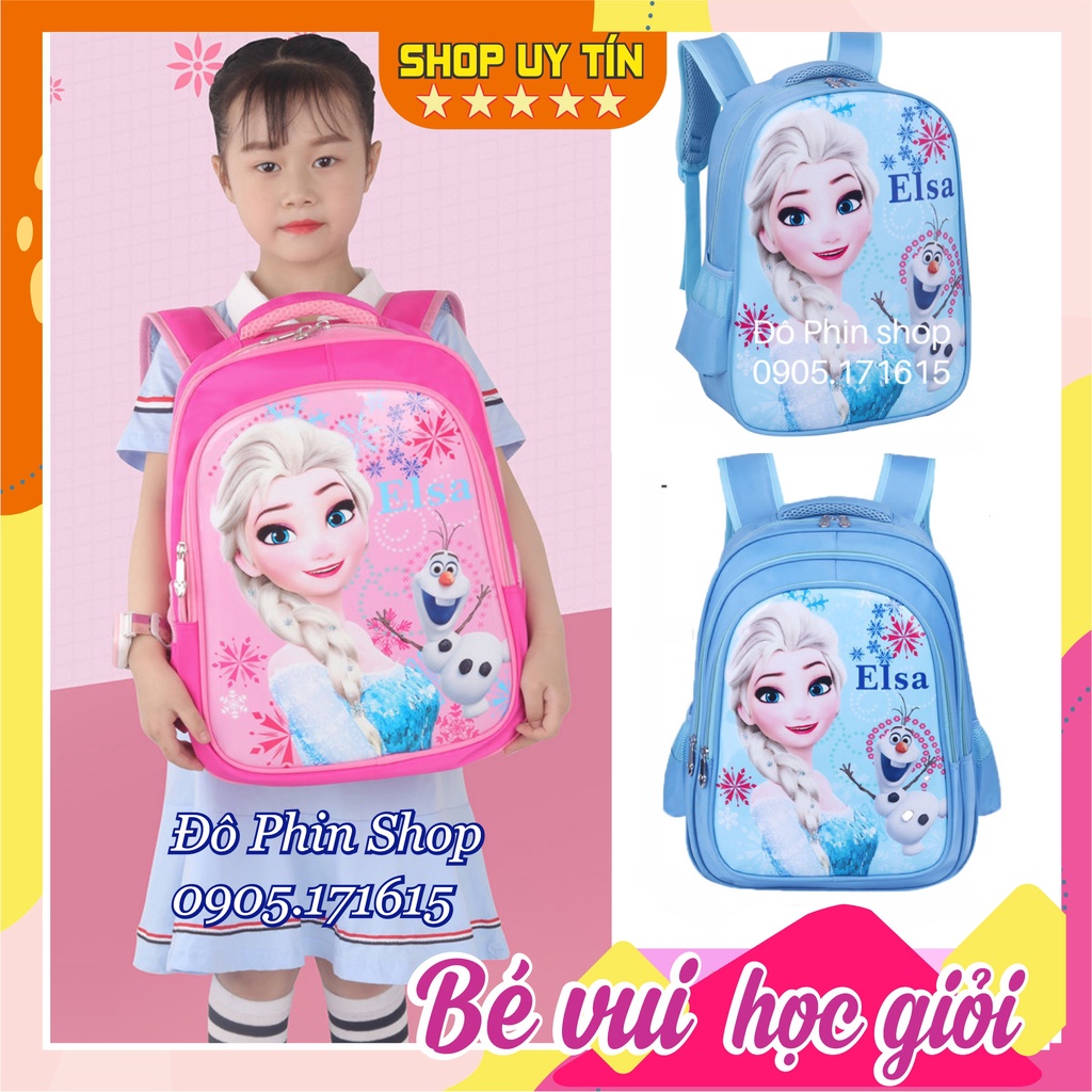 [03 SIZE] Balo chống gù cho học sinh mẫu giáo cấp 1 cấp 2 họa tiết bé gái Elsa chất liệu cao cấp chống nước