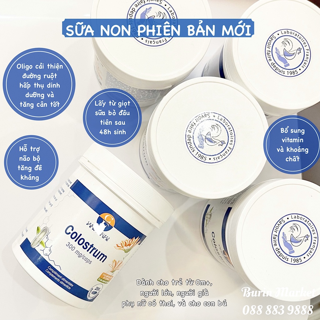 Sữa non Pháp Fenioux Colostrum hộp 200 viên ( mẫu mới) - Sữa non cho bé 0 -12m+ - Burin Market
