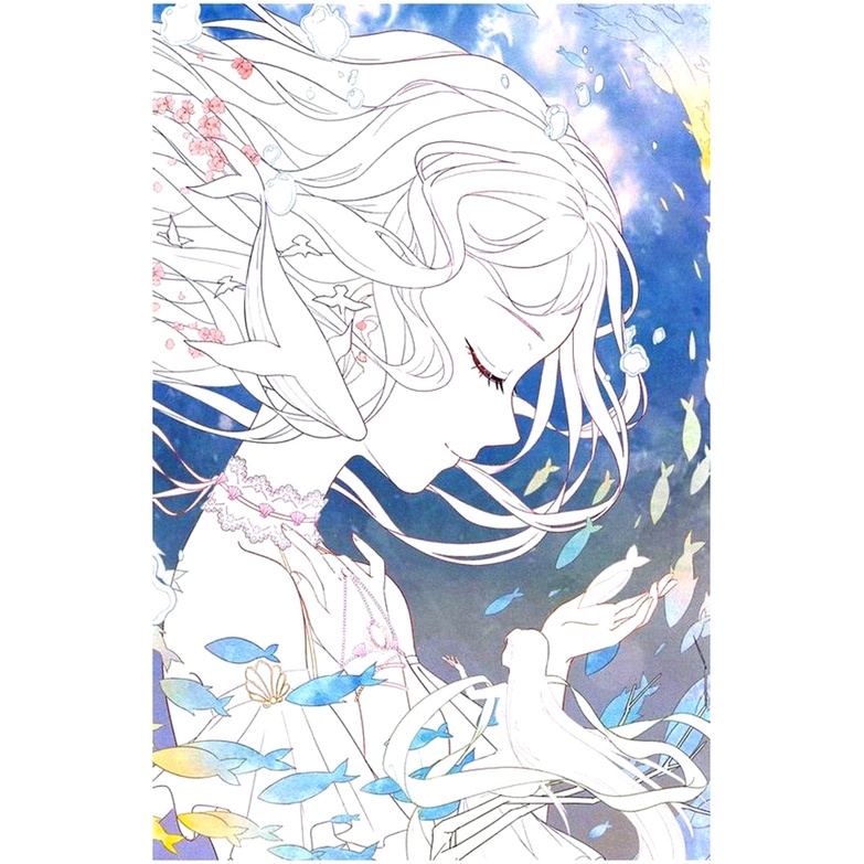 Line art tranh tô màu Anime Girl  giấy dầy đẹp