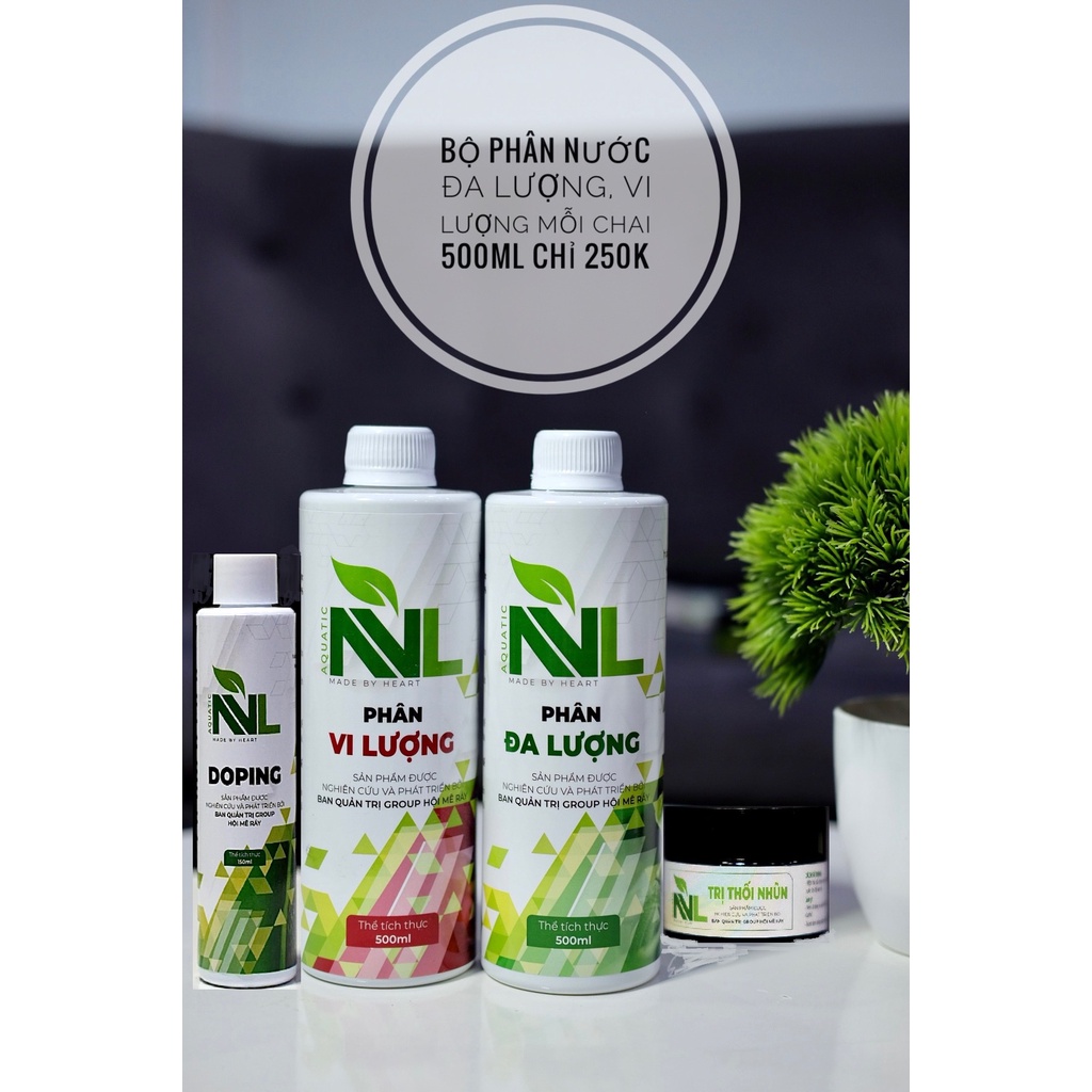 COMBO Đầy đủ dưỡng chất Phân ĐL500 + VL300 + Doping150 NVL PLUSS - Dùng cho cây thuỷ sinh