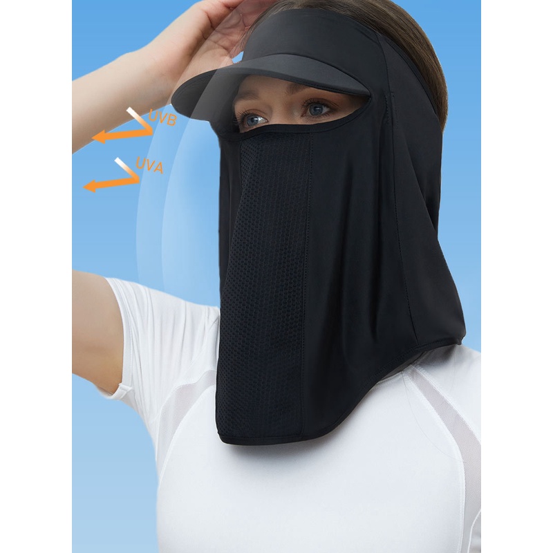 Khẩu Trang Bằng Vải Lụa Lạnh Thoáng Khí Chống Tia UV UPF 50+ Có Vành Che Trán Dùng Khi Lái Xe / Leo Núi Unisex Đeo Hợp