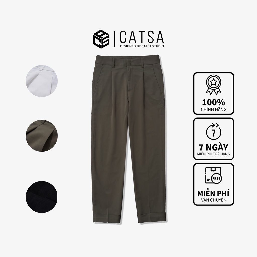 Quần tây nam 3 màu nâu, trắng, đen from Baggy CATSA cao cấp, quần âu chất vải mềm mại, mặc thoải mái QTD068 - 067 - 066