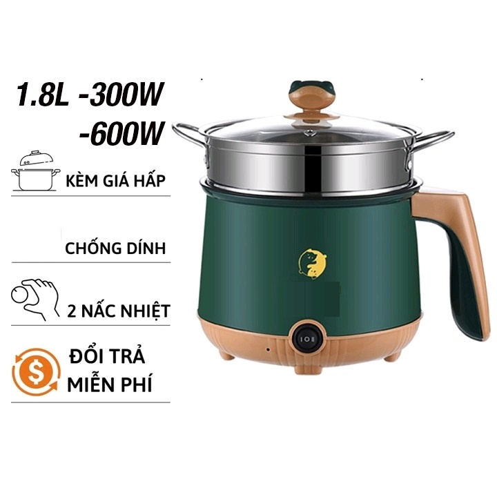 Nồi nấu mì đa năng kèm lồng hấp inox size 18cm