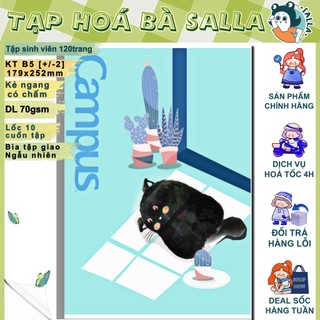 Lốc 10 quyển tập sinh viên 120 trang kẻ ngang có chấm - campus meow khổ b5