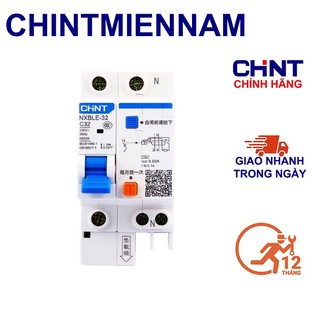 Cầu dao áp tô mát chống dòng rò 1 pha 32a- 63a, mcb chống giật chint - nxble 1p+n 32a