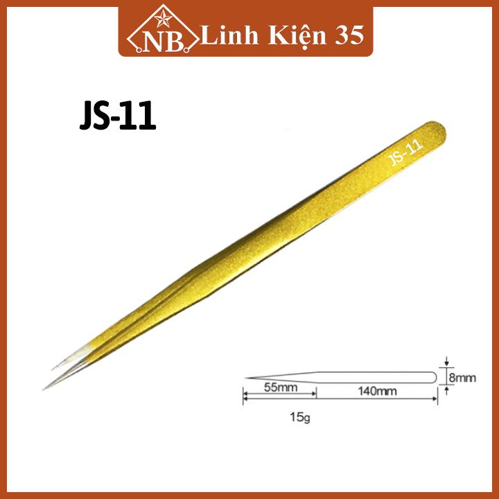 Nhíp kẹp JS thép không gỉ mạ vàng đa năng gắp linh kiện, nhặt lông yến, làm nail siêu cứng cao cấp
