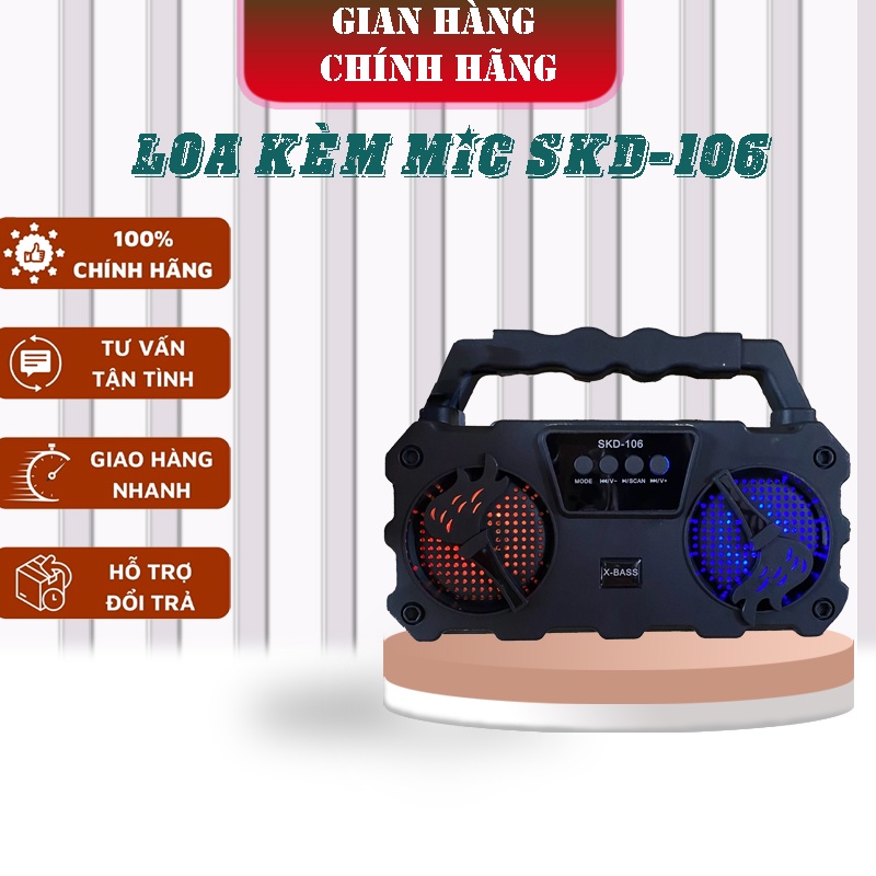 Loa bluetooth mini SKD106 kèm 01 mic karaoke - Bảo hành chính hãng 6 Tháng | BigBuy360 - bigbuy360.vn
