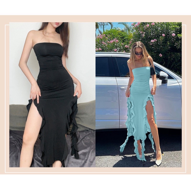 TKLIHN Váy ôm body SEXY Âu Mỹ cắt xẻ váy HOT TREND 2023 hot fashionita