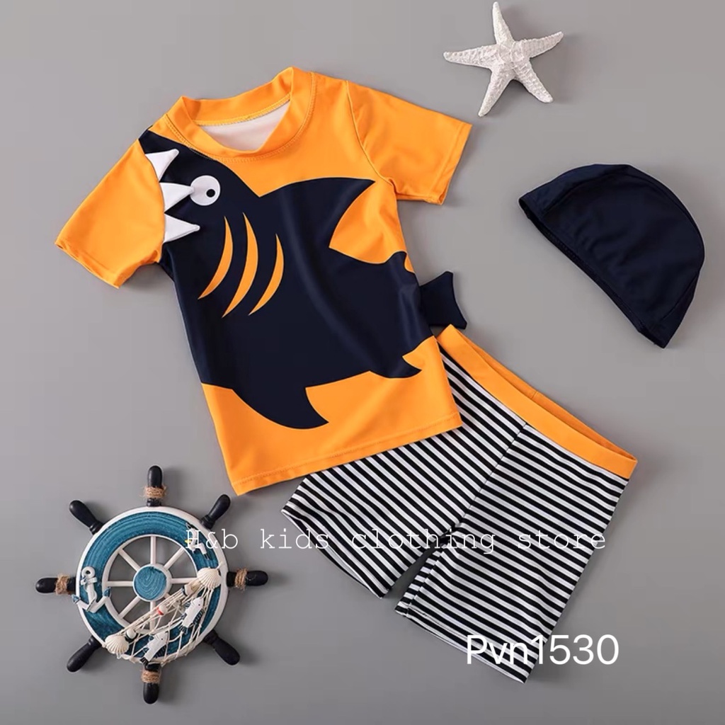 Bộ bơi cá mập đen bé trai