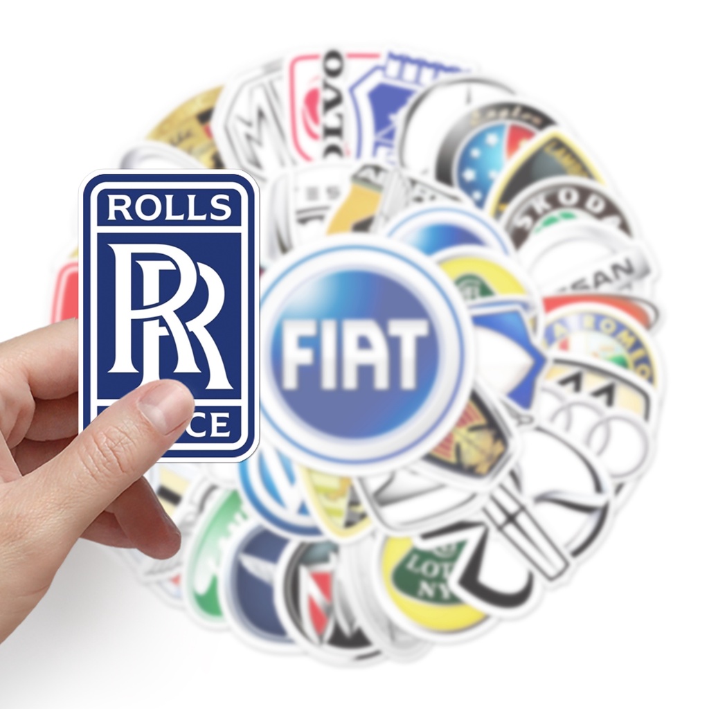 Bộ 50 Miếng Dán Trang Trí Xe Hơi / Mô Tô Họa Tiết Vui Nhộn Chống Thấm Nước DIY