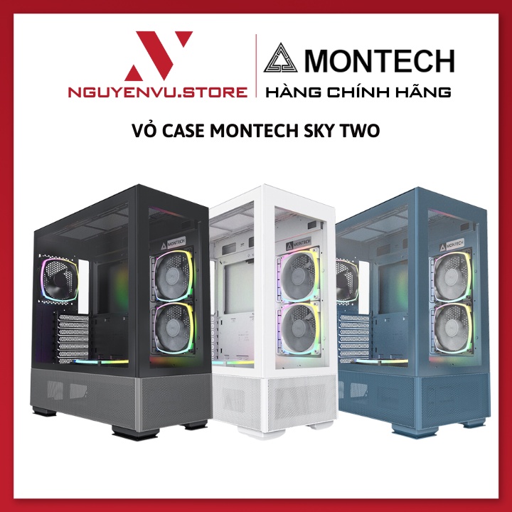 Vỏ Case máy tính Montech Sky Two Đen | Trắng | Morocco Blue Tặng kèm 4 Fan ARGB - Hàng chính hãng | BigBuy360 - bigbuy360.vn