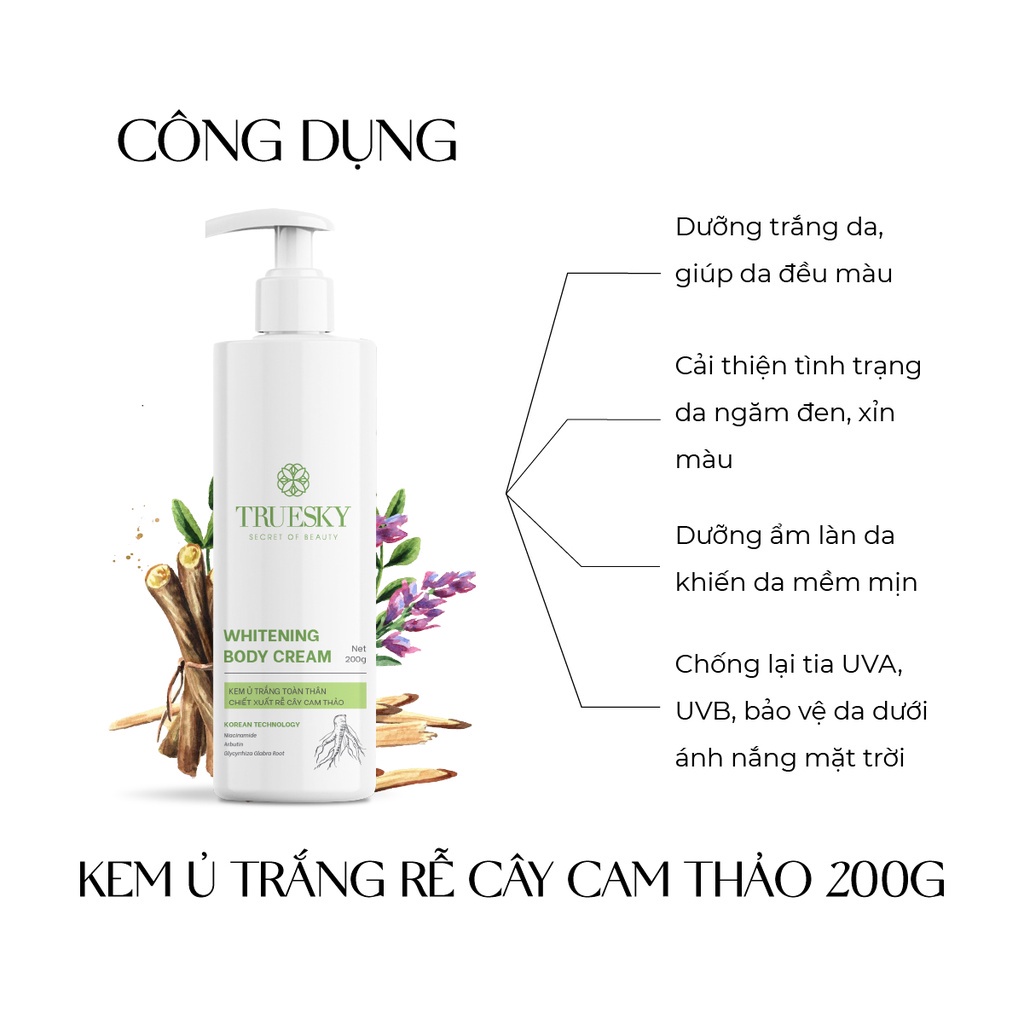 Bigsize - Kem ủ trắng toàn thân Truesky Whitening Body Cream chiết xuất rễ cây cam thảo 200g - Truesky Việt Nam