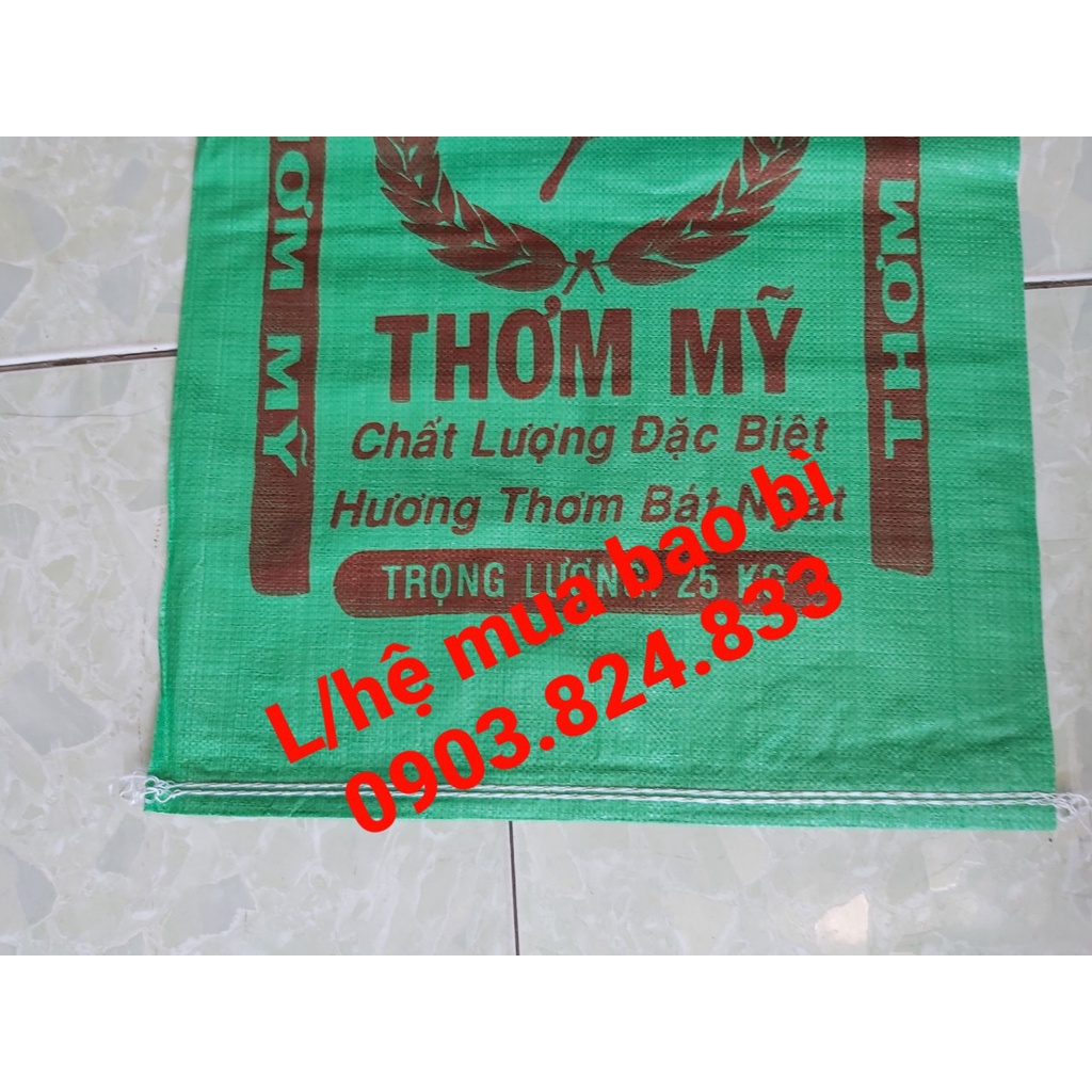 Bao đựng gạo Thơm Mỹ 25kg màu xanh combo 50 cái