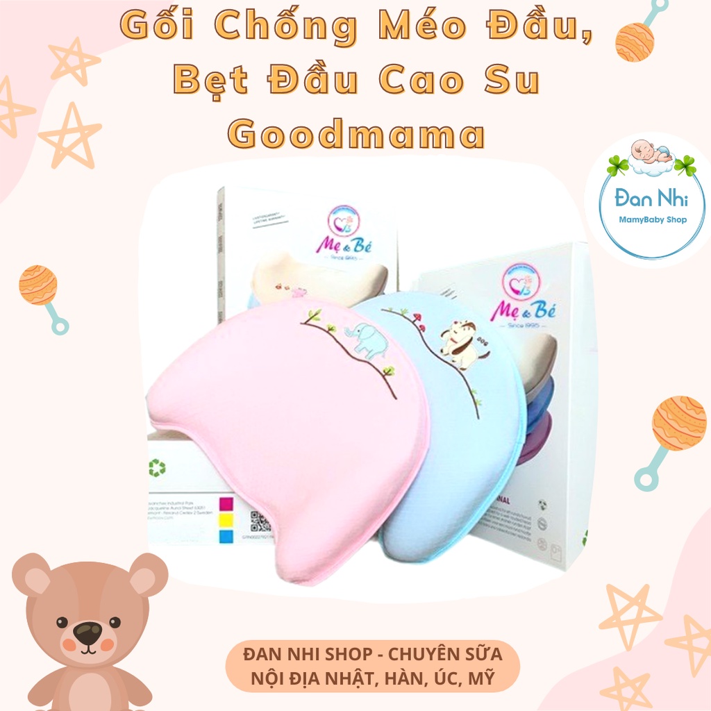 Gối Chống Méo Đầu, Bẹt Đầu Cao Su Goodmama Cho Bé Từ 0-6 Tháng Tuổi Chất Liệu Sợi Tre