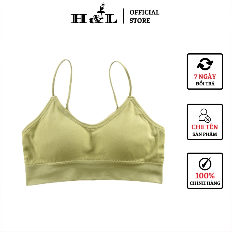 Áo bra nữ 2 dây mút mỏng, chất cotton dày dặn thấm hút mồ hôi thoáng mát HLBOUTIQUE B7704