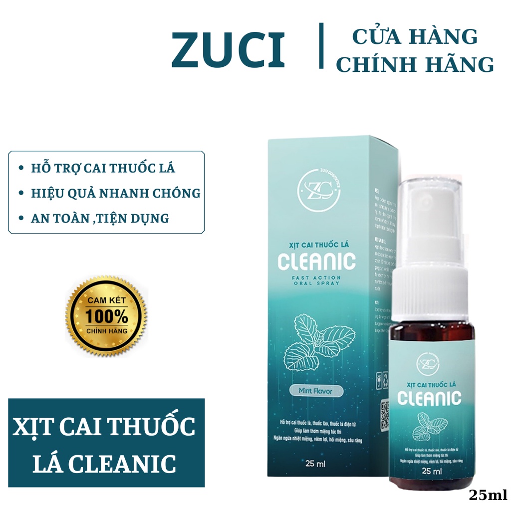 Xịt Cai Thuốc Lá Cleanic Chính Hãng,Dạng Xịt Tiện Lợi,Hương Bạc Hà Sảng Khoái,Hiệu Quả Ngay Sau 7 Ngày Sử Dụng 25ml