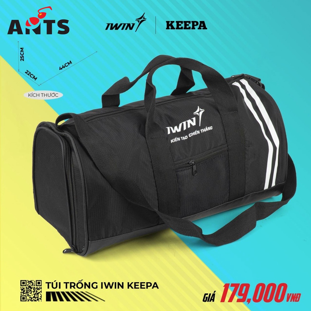 Túi Trống IWIN Keepa, 1 Ngăn Chính, 4 Ngăn Zip, 1 Ngăn Để Giày Riêng, Vải PU 600D Lót Chống Thấm 2 Lớp Kháng Nước