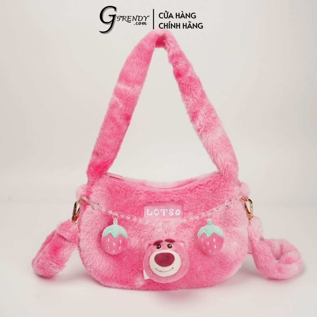 Túi Đeo Chéo Gấu Dâu Lotso Hồng Nhạt 25x7x15cm GTRENDY