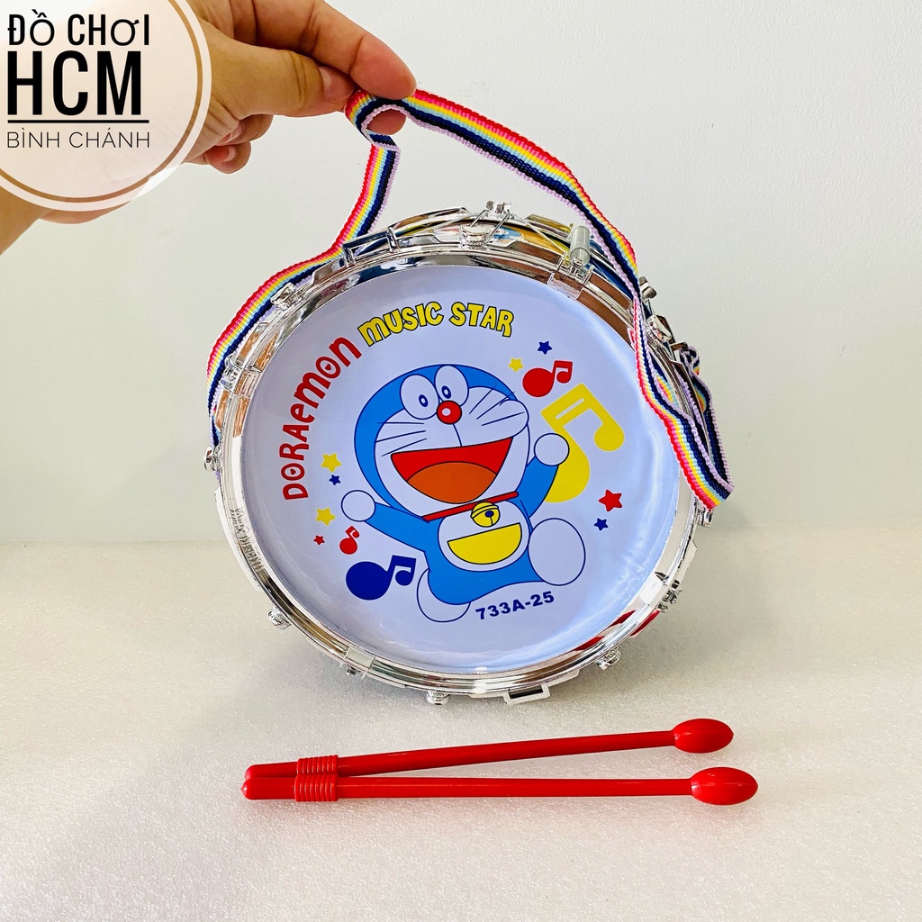 Đồ chơi trẻ em trống trường hình doremon bằng nhôm dành cho bé thích khám phá âm nhạc, trống đồ chơi 733A-25