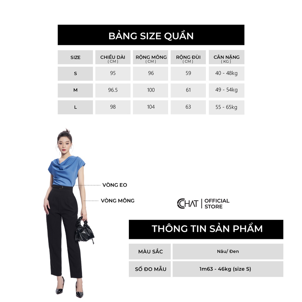 Quần Baggy Nữ 𝐂𝐂𝐇𝐀𝐓 Cạp Kẹp Sườn Kiểu Chất Tuytsi Cao Cấp 13QDS2007BT