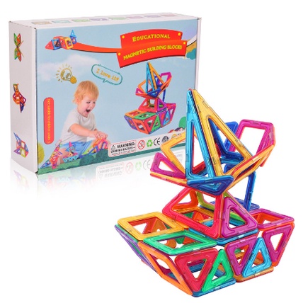 Đồ chơi xếp hình lắp ghép nam châm, 94 chi tiết, tặng 26 thẻ, size lớn. MAGNETIC.w