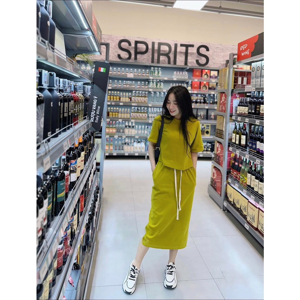 Set áo + chân váy cotton khô 4 màu siêu xinh full size SMLXL Jullie.De' Clothing