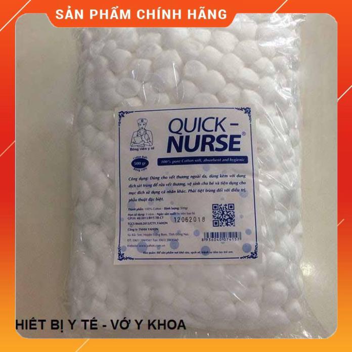 Bông gòn quick nurse miếng 6x6 gói 500g - gòn viên Quick nurse gói 500g