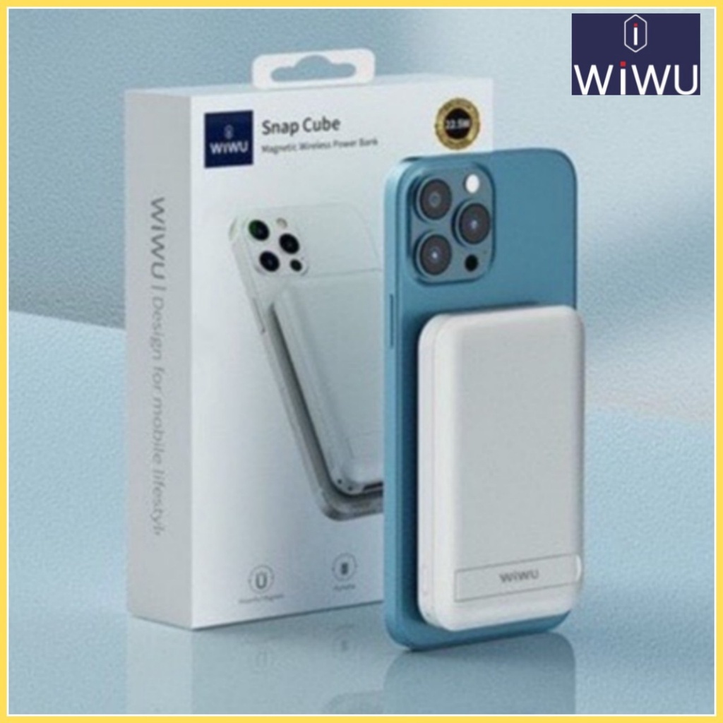 Pin Sạc dự phòng kiêm sạc ko dây cho Smart IPhone 14 Promax ,Chính hãng WIWU Snap Cube 10.000 mAh kèm kệ đỡ Siêu nhỏ gọn