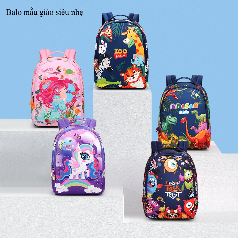 Balo mầm non siêu nhẹ bé trai hình con vật đáng yêu chống thấm nước dành cho bé từ 3- 5 tuổi
