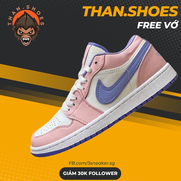 Giày Air JD1 Low SE GS Arctic Punch, JD1 Thấp Hồng Tím - Than.Shoes